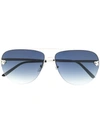 Cartier Tiger Aviator Sunglasses In Black