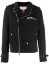 ALEXANDER MCQUEEN LOGO EMBROIDERED BIKER JACKET