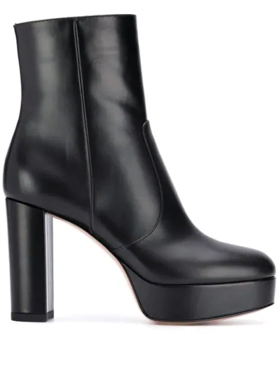 Gianvito Rossi Temple Leather Platform Ankle Boots In Black