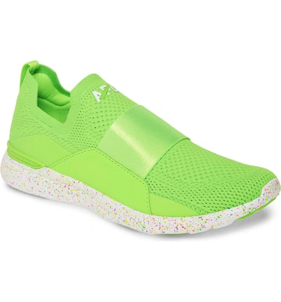 Apl Athletic Propulsion Labs Techloom Bliss Neon Knit Running Shoe In Neon Green/ White/ Speckle