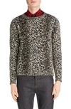 Saint Laurent Intarsia Leopard Knitted Jumper In Beige