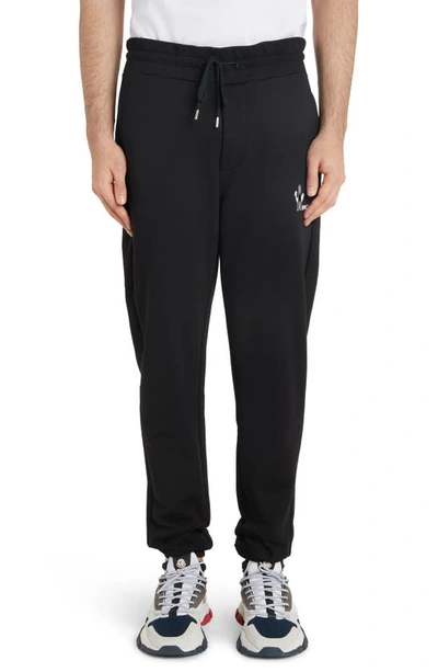 Moncler Cotton Sweatpants W/ Logo Detail In Black