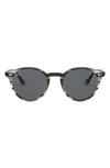 Ray Ban Highstreet 49mm Round Sunglasses In Grey Havana/ Grey Solid