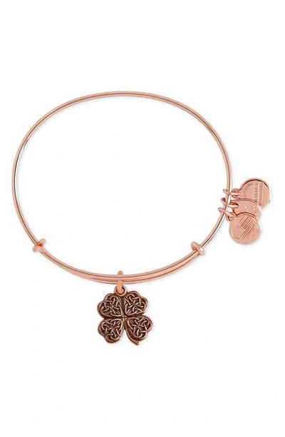 Alex And Ani Four-leaf Clover Adjustable Wire Bangle (nordstrom Exclusive) In Rose Gold