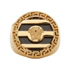 VERSACE VERSACE GOLD AND BLACK 3D GREEK KEY MEDUSA RING