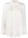 Sandro Taina Ruffle Trim Long Sleeve Silk Blouse In Neutrals