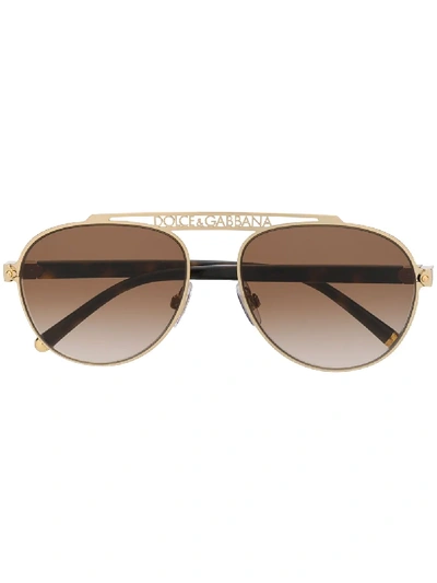 Dolce & Gabbana Aviator Sunglasses In Braun