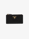 PRADA PRADA BLACK LOGO ZIPPED LEATHER CARDHOLDER,1MC054QWAF000214093131