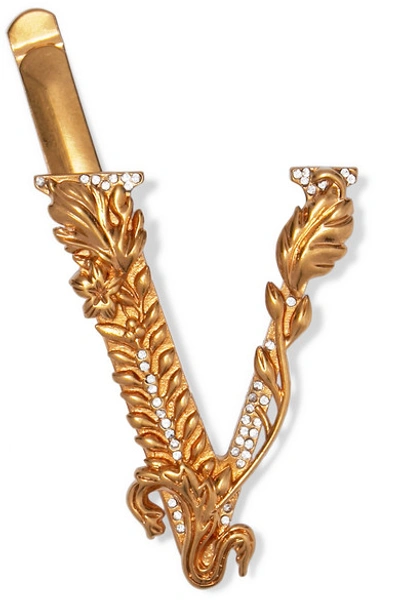 Versace Tribute Swarovski Crystal Hair Clip In Gold