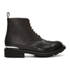 ALEXANDER MCQUEEN ALEXANDER MCQUEEN BLACK PEBBLE GRAINED LACE-UP BOOTS