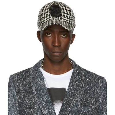 Alexander Mcqueen Embellished Skull Houndstooth Baseball Cap - 白色 In 1078 Blkivo