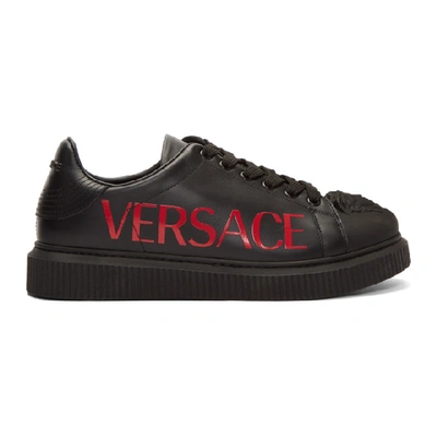 Versace Men's Medusa And Logo-print Sneakers In Black