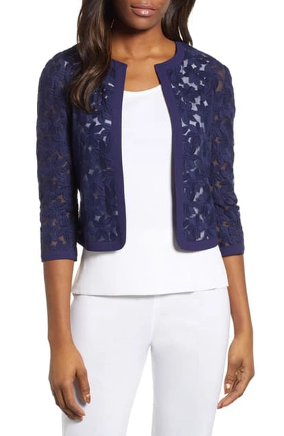 Anne Klein Broderie Lace Cardigan In Distant Mountain