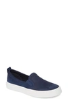 Sperry Women's Crest Twin Gore Perforated Slip On Sneakers, Created For Macy's In Navy Woven Embossed Suede