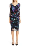 FUZZI FLORAL RUCHED BODY-CON DRESS,F91844-10056