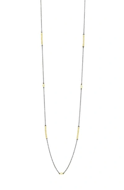 Freida Rothman Double Helix Pave Bar Necklace In Gold/ Black