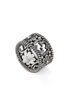 GUCCI LARGE INTERLOCKING-G FLORAL RING,YBC577272001015