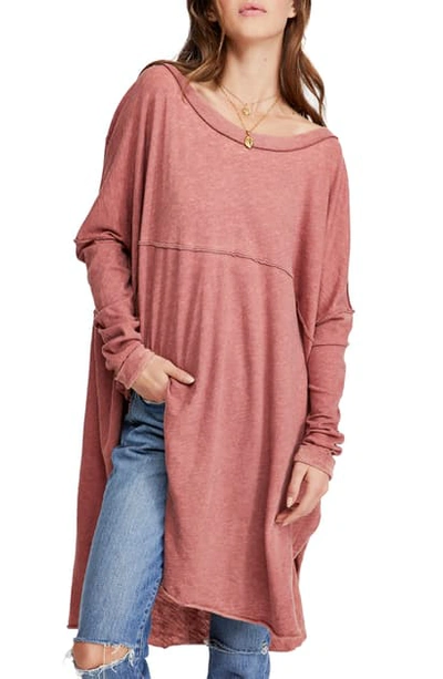 Free People Telltale Cotton Blend Tunic Top In Wine