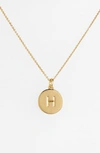Kate Spade 12k Gold-plated Initials Pendant Necklace, 17" + 3" Extender In H- Gold