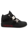 Giuseppe Zanotti Michael Jackson Tribute Embellished Leather Mid-top Sneakers In Black