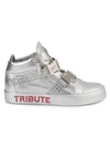 Giuseppe Zanotti Michael Jackson Tribute Embellished Leather Mid-top Sneakers In Silver