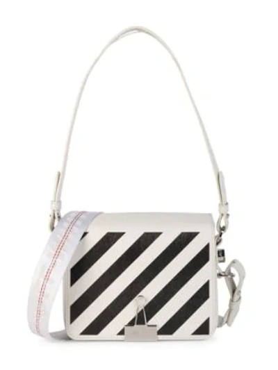 Off-white Mini Diagonal Binder Clip Leather Crossbody Bag In White