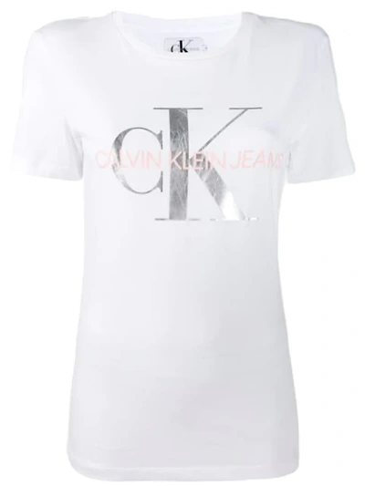 Calvin Klein Jeans Est.1978 Logo Print T-shirt In White