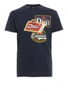 DSQUARED2 PRINTED PATCH NAVY BLUE COTTON T-SHIRT