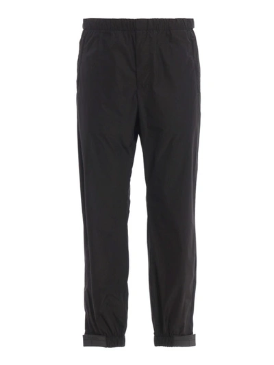 Prada Tech Poplin Pull-on Trousers In Black