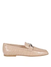 TOD'S CROCO EFFECT LEATHER DOUBLE T LOAFERS