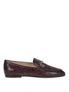 TOD'S PYTHON EFFECT LEATHER DOUBLE T LOAFERS