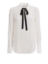 Dondup White Blouse With Black Ribbon In White