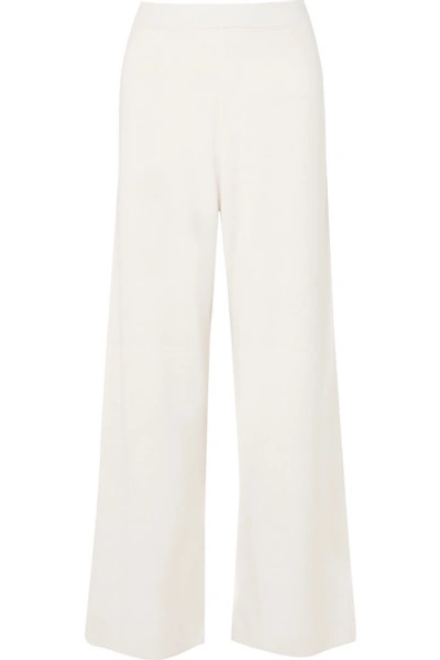 Allude Wool Wide-leg Trousers In White