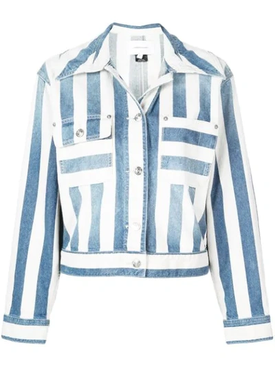 Current Elliott 'the Sammy' Stripe Folded Shoulder Denim Jacket In The Bay Stripe