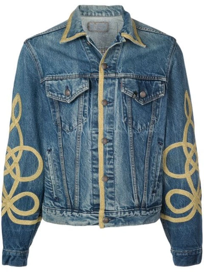 R13 Gold Piped Denim Jacket In Blue