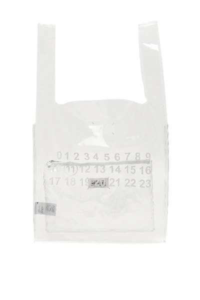 Maison Margiela Numbers Shopper Tote Bag In Trasparent White (white)