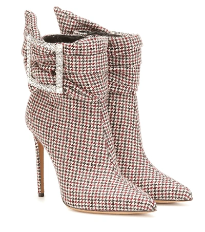 Alexandre Vauthier Yasmine Crystal-embellished Houndstooth Boots In Grey