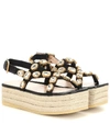 GUCCI CRYSTAL-EMBELLISHED ESPADRILLE SANDALS,P00398037