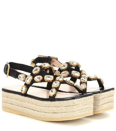 Gucci Crystal Embellished Platform Sandals - 黑色 In Black