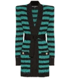 BALMAIN EMBELLISHED STRIPED CARDIGAN,P00397863