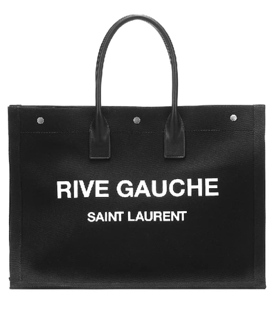 Saint Laurent Rive Gauche Canvas Tote In Black