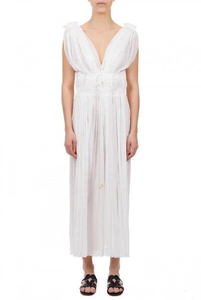 Elena Makri Vereniki White Pleated Silk-tulle Midi Dress