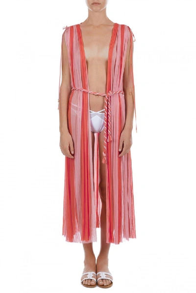Elena Makri Ceasar Coral-pink Crinkled Silk-tulle Midi Cover Up