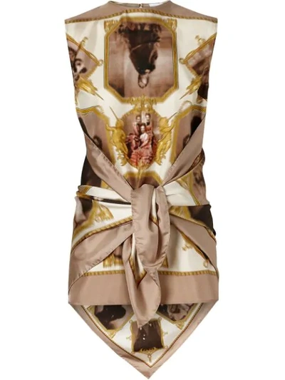 Burberry Sleeveless Montage Print Silk Oversized Top In Multicolour