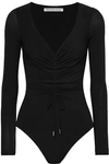 ALEXANDER WANG T CUT-OUT RUCHED STRETCH-JERSEY THONG BODYSUIT