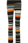 THE ELDER STATESMAN POMONA STRIPED RIBBED CASHMERE FLARED PANTS