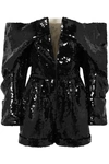 BALMAIN OFF-THE-SHOULDER SEQUINED TULLE PLAYSUIT