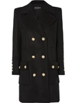 BALMAIN BUTTON-EMBELLISHED DOUBLE-BREASTED WOOL AND CASHMERE-BLEND COAT