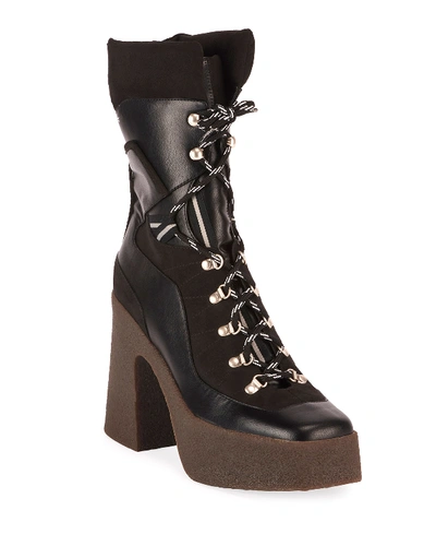 Stella Mccartney Chunky Gum-heel Lace-up Boots In Black