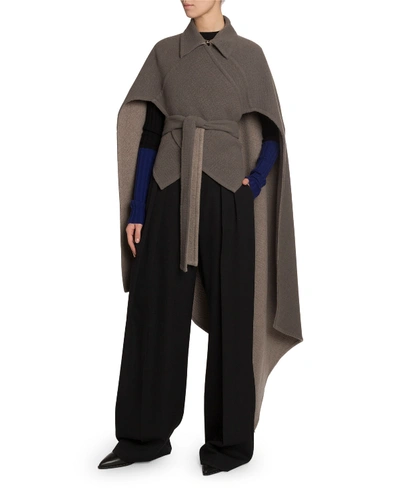 Jw Anderson Double-face Wool-cashmere Cape In Light Gray